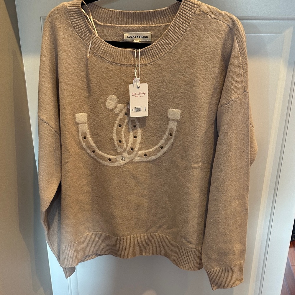 Lucky Brand Women's Cream Horseshoe Sweater NWT
